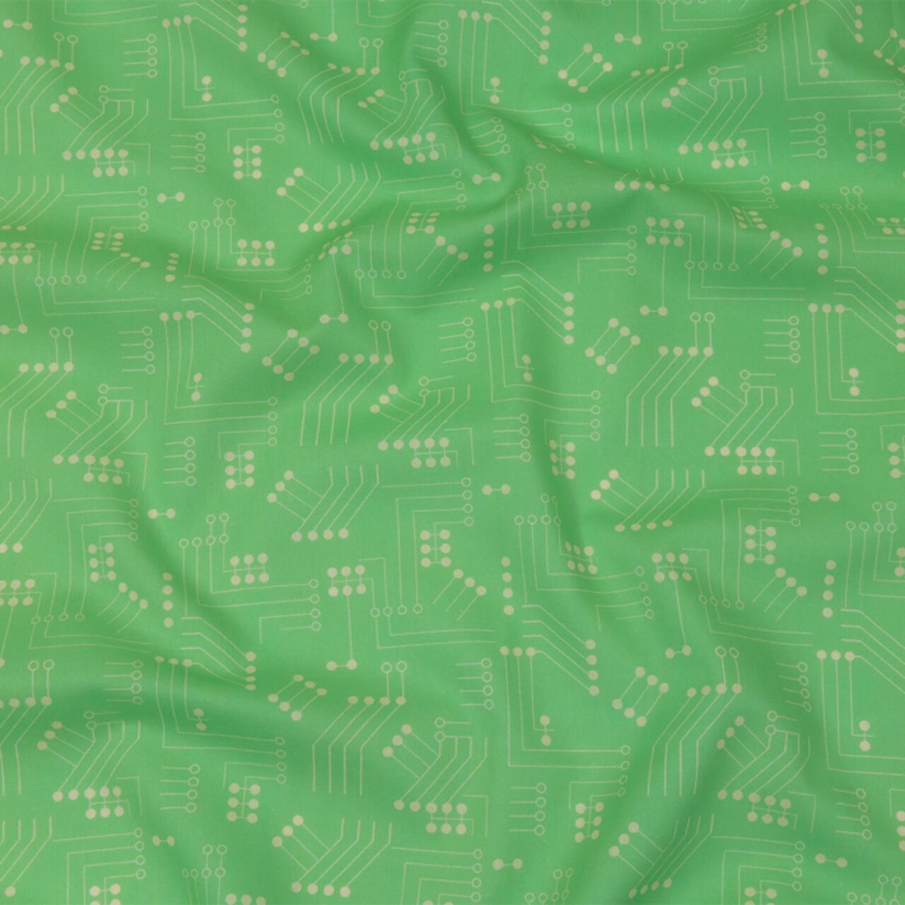 1 Yard Cotton Voile Green Circuit Board Dots - Circuit Breaker Print Fabric